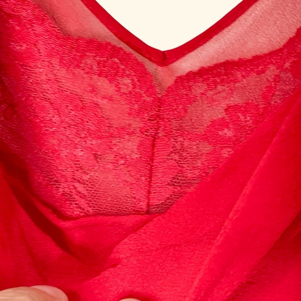 I.C.E 90’s Vtg. y2K Silk, Fairy Red Sleeveless Dress Floral Accents size 10 - Picture 13 of 16
